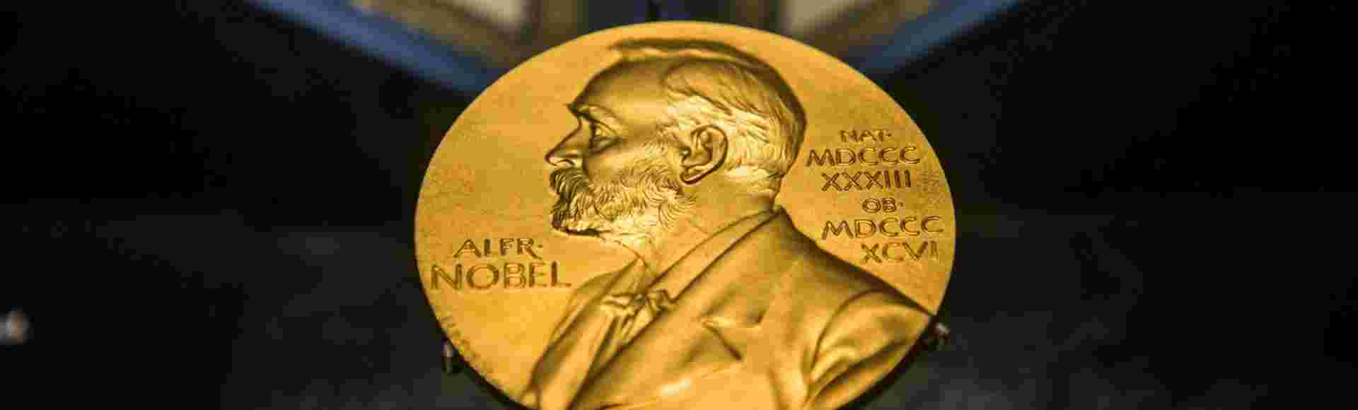 A golden image of a Nobel Prize decorates the front of the Science Museum in Singapore