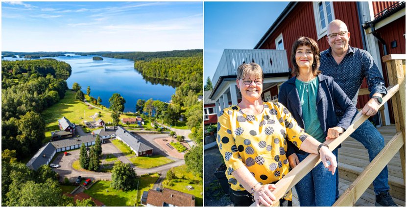 Ina, Anna och Lasse på Breanäs Hotell. 