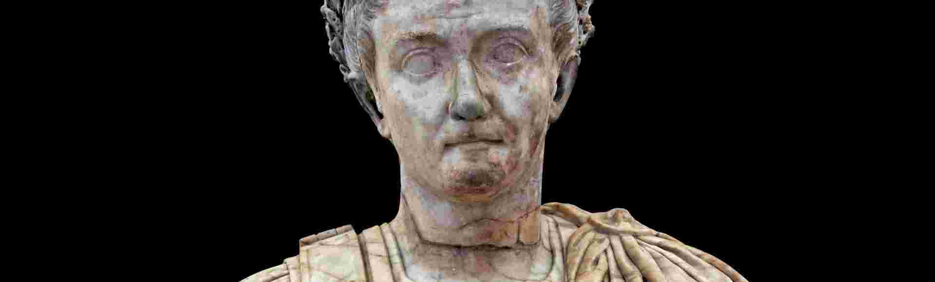 Roman marble sculpture bust of the Emperor Tiberius.