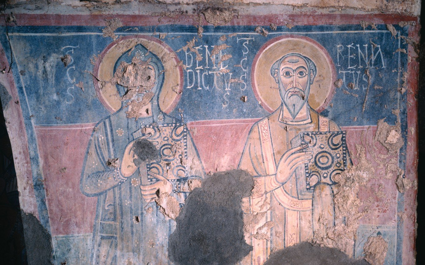 8th-century frescoes of Saints Benedict and Renato, Italy