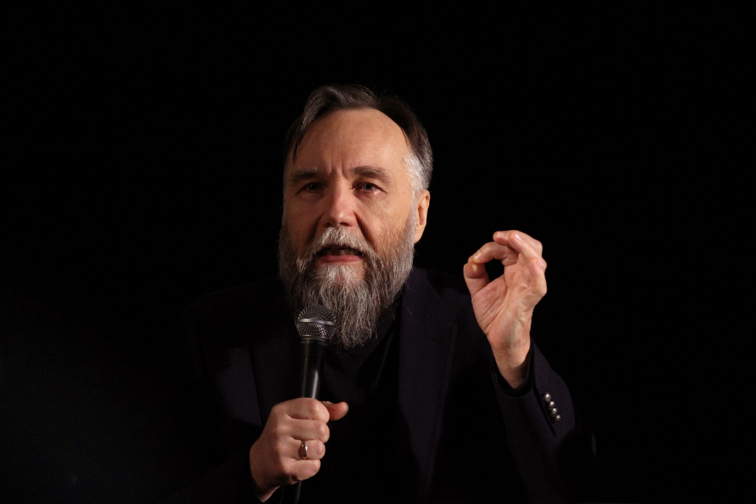 Bucharest, Romania - April 05, 2017: Aleksandr Dugin, Russian political analyst, strategist, writer and philosopher, holds a press conference.