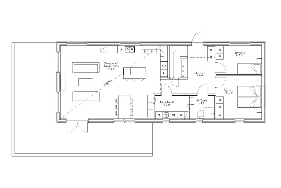 Planlösning ladhuset Skidsta Nedre Plan
