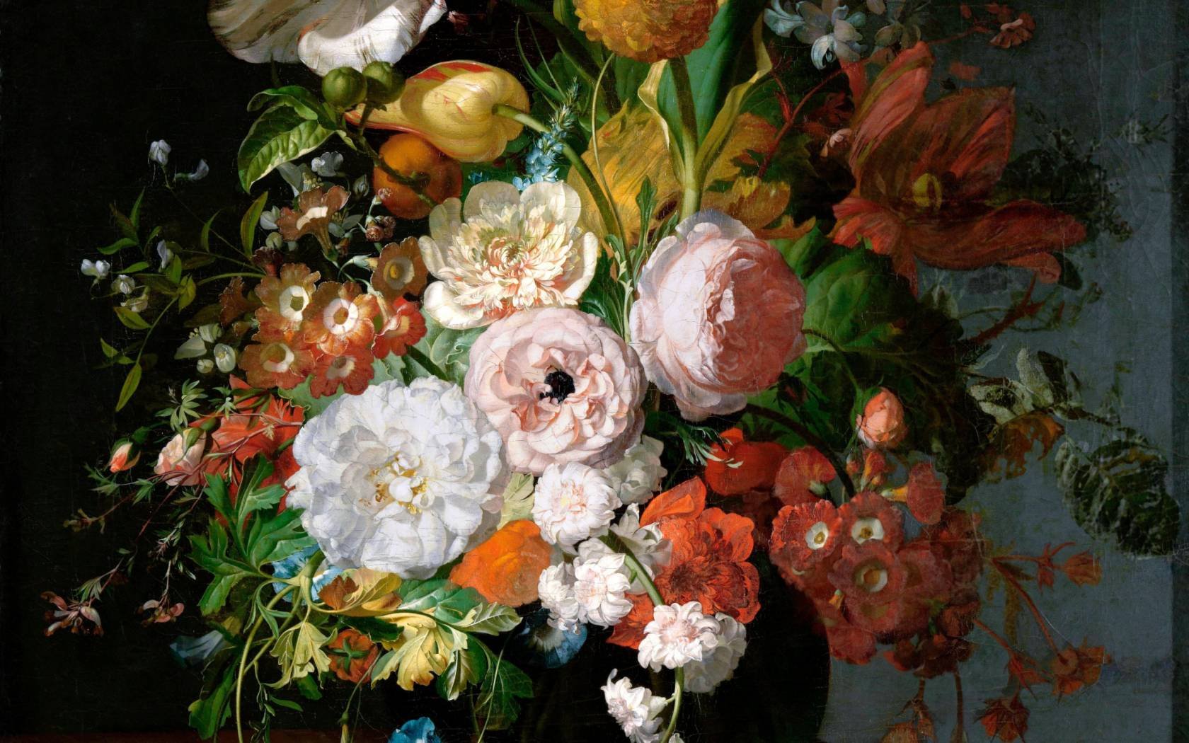 Still Life with Flowers in a Glass Vase by Rachel Ruysch (1664-1750).