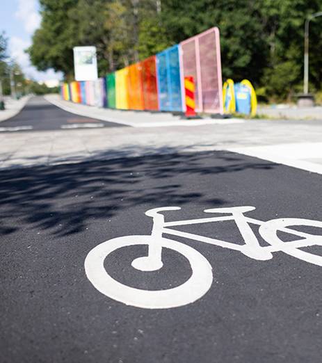 Helt ny cykelbana anlagd precis utanför Brukets cykelrum