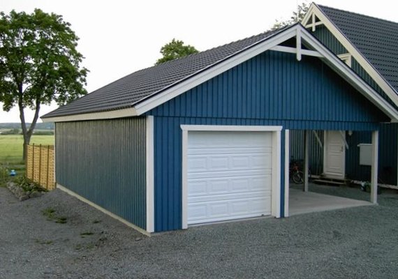 Blue simple double door garage