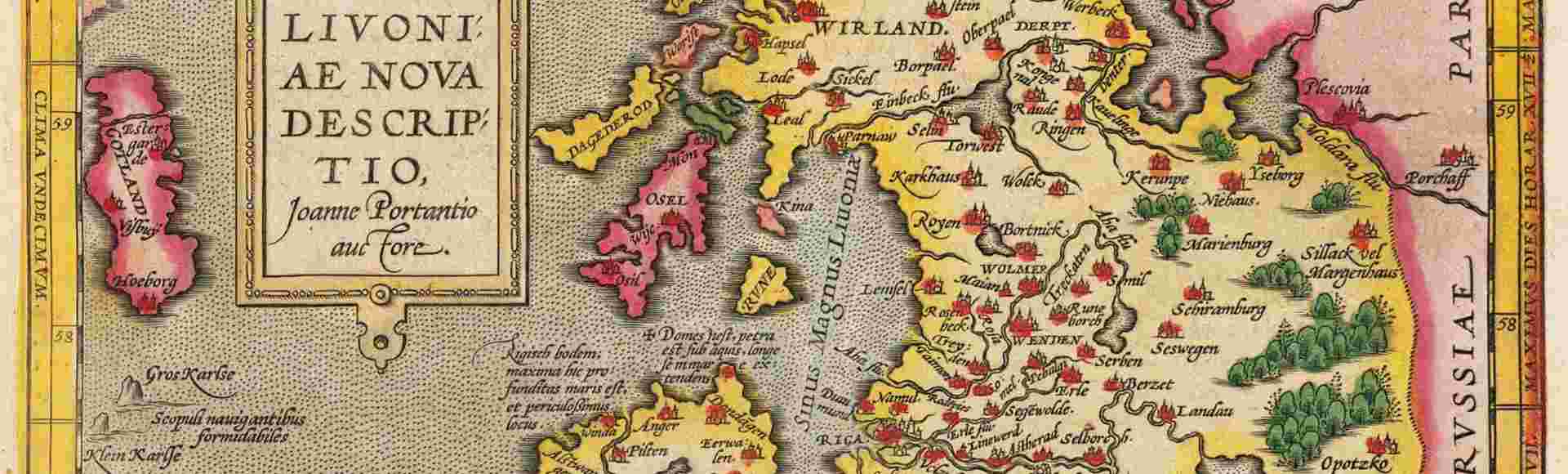An historical map depicting the region of Livonia, created between 1573 and 1578.