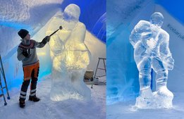 Börje Salming hedras med isskulptur