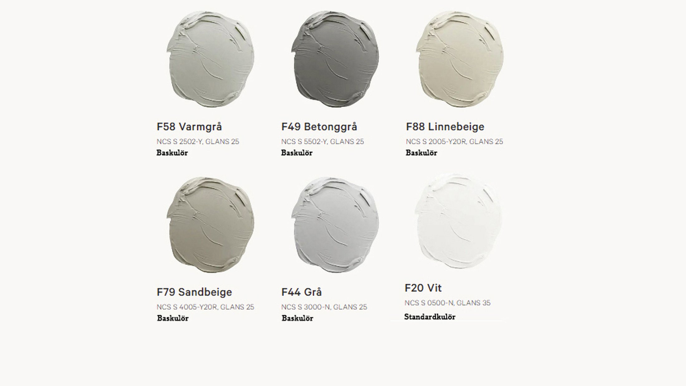 Standardkulörer Vedum