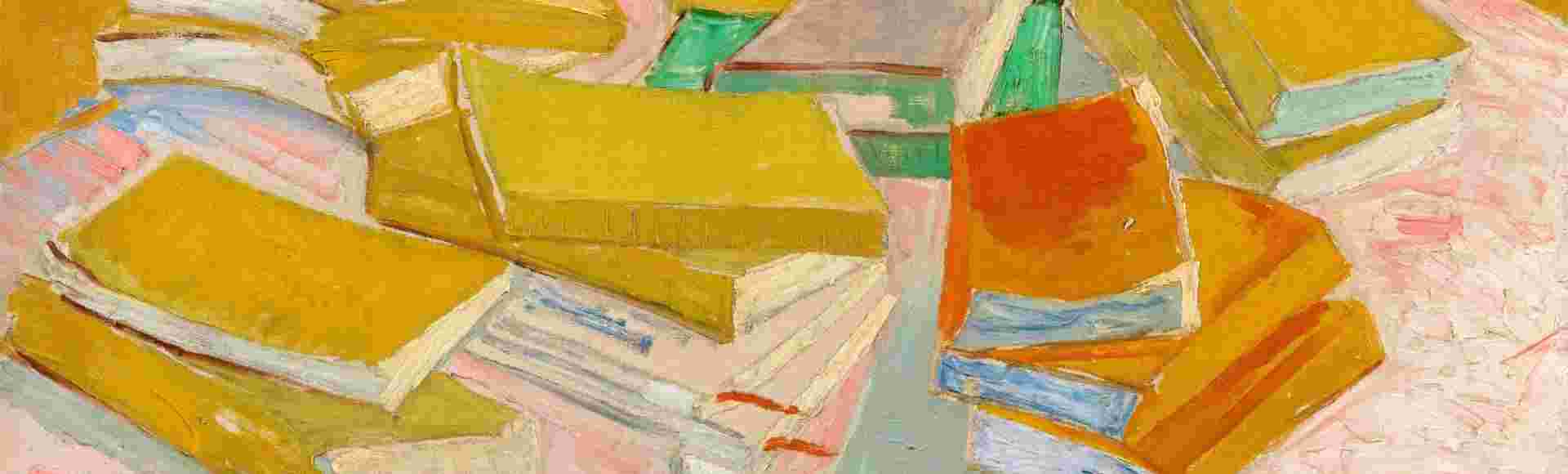 Piles of French Novels by Vincent van Gogh, a still life painting in oil on canvas, 1887.