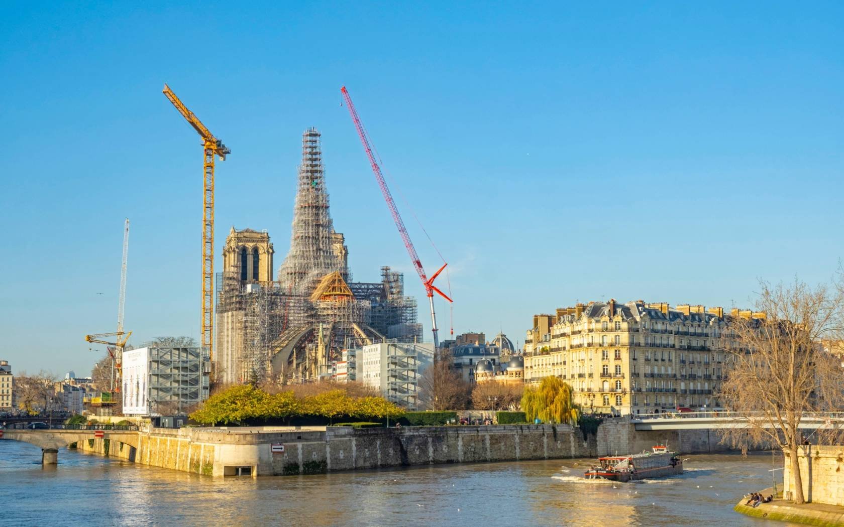 The reconstruction of Notre Dame de Paris.