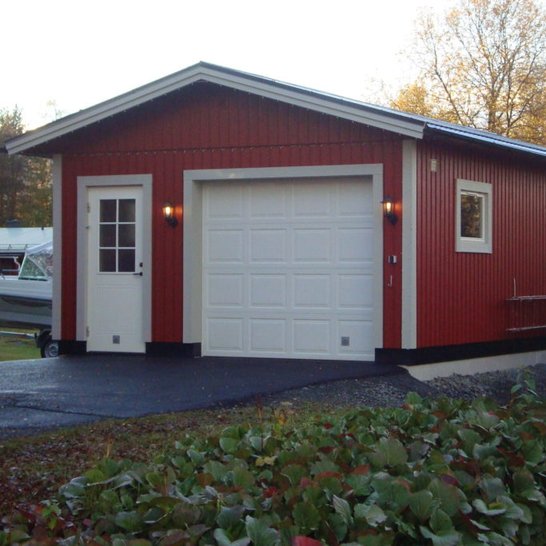 Pedestrian door and garage door adjacent with side windows