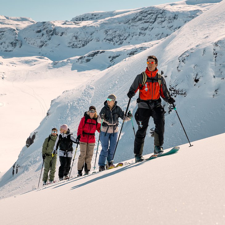 Guided summit hike on a sunny winter day