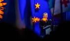 Georgian Dream founder Bidzina Ivanishvili speaks to a crowd, days before the most recent elections.