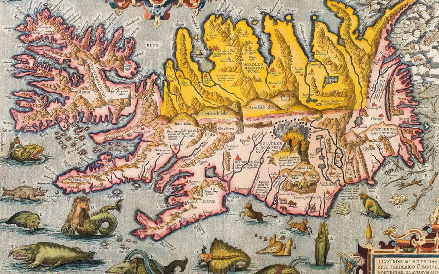 Abraham Ortelius' map of Iceland, created around 1590.