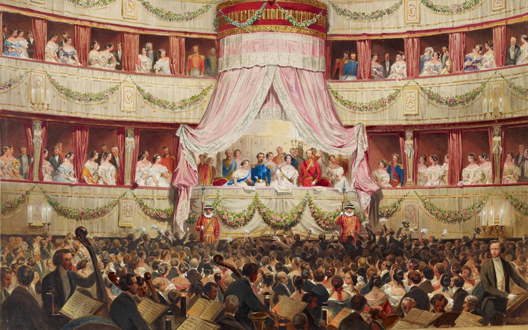 The Queen visits Covent Garden in 1855.