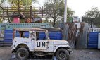 A ruined UN van in Sudan.