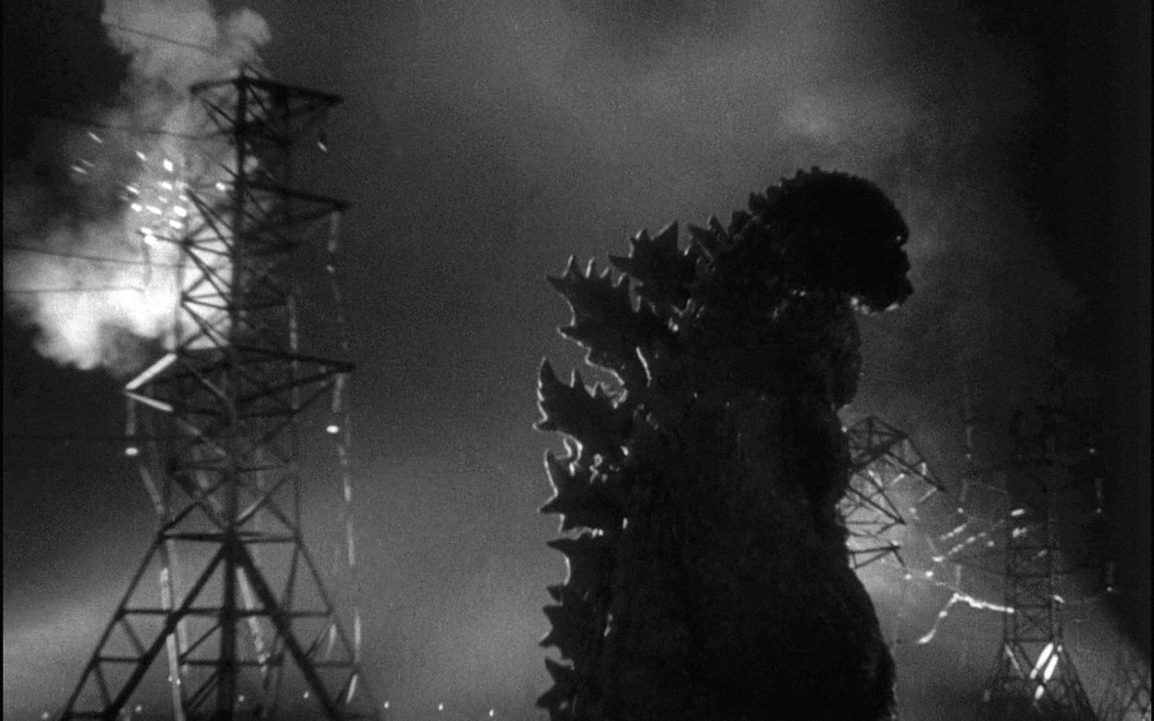Still from the 1954 film, Godzilla, King of the monsters.