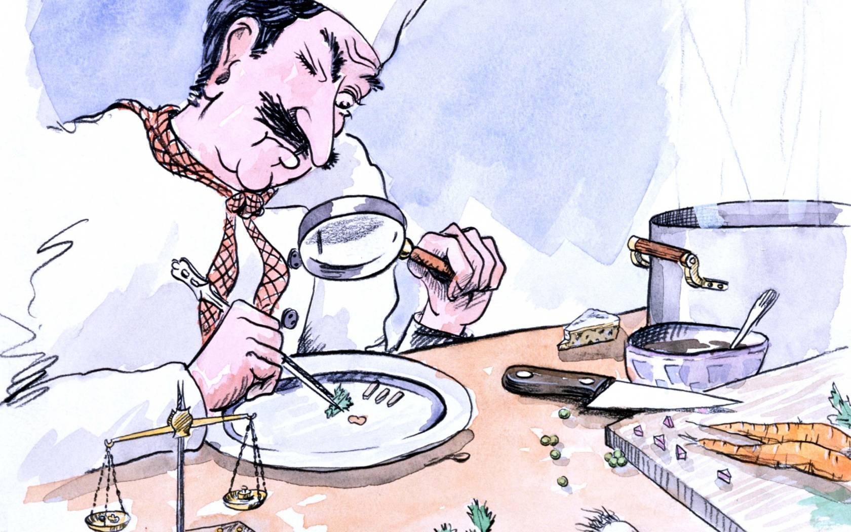 Caricature of Nouvelle Cuisine arranged by the chef.