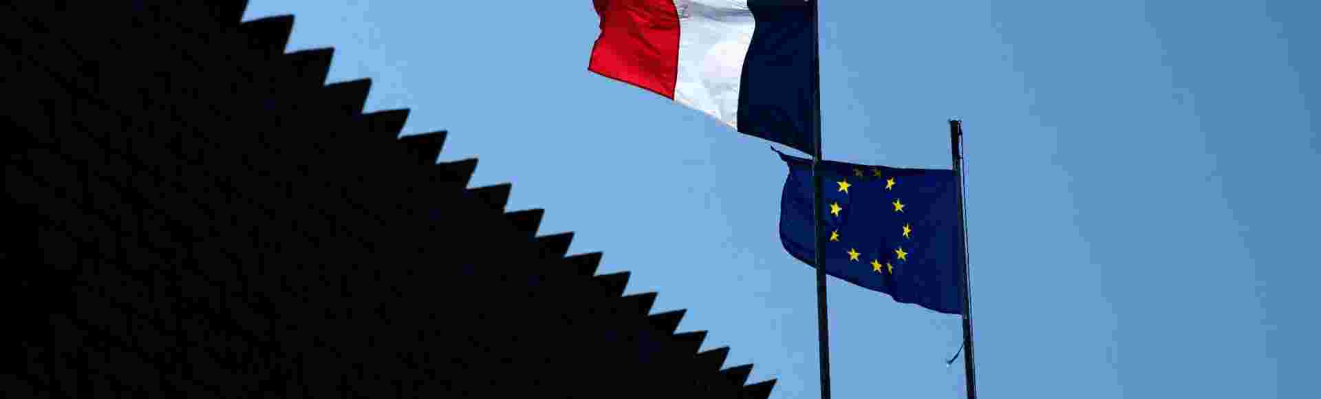French and European flags