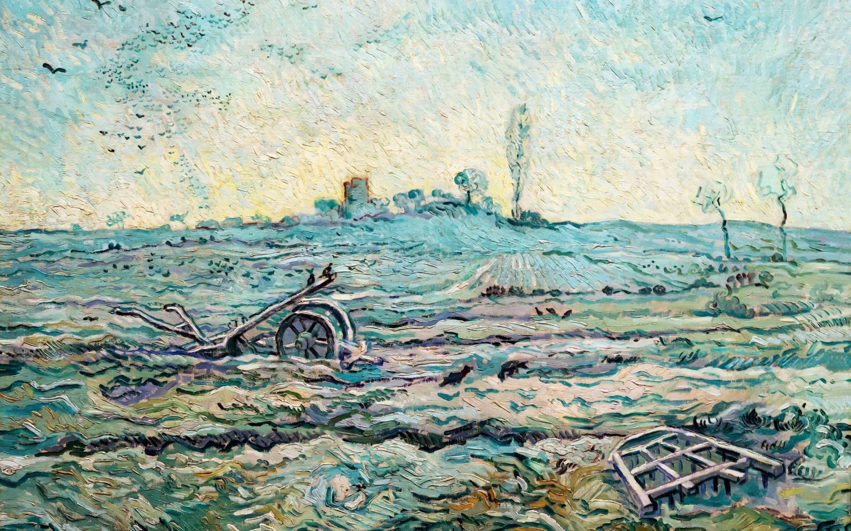 Vincent van Gogh's Snow-Covered Field with a Harrow (after Millet).
