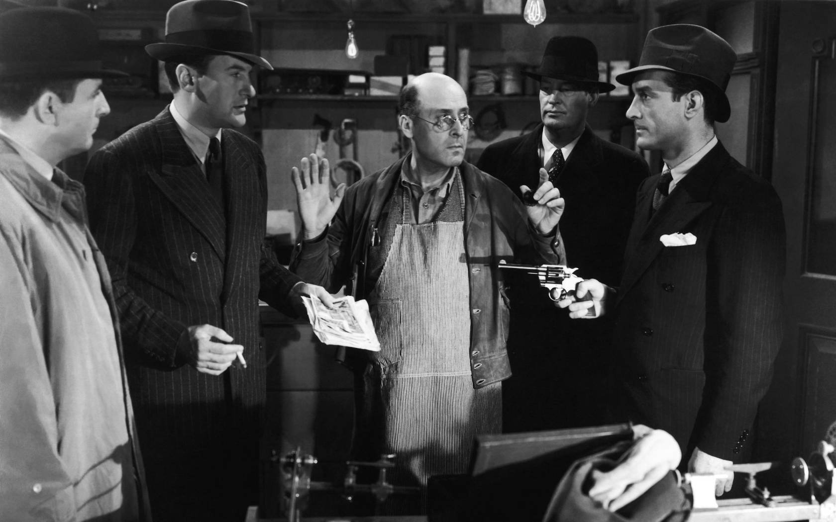 A scene from the film 'Appointment in Berlin' (1943), starring George Sanders.