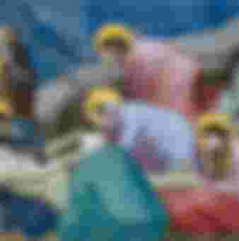 Lamentation for the Dead Christ. Fresco by the artist Giotto (1267-1337).