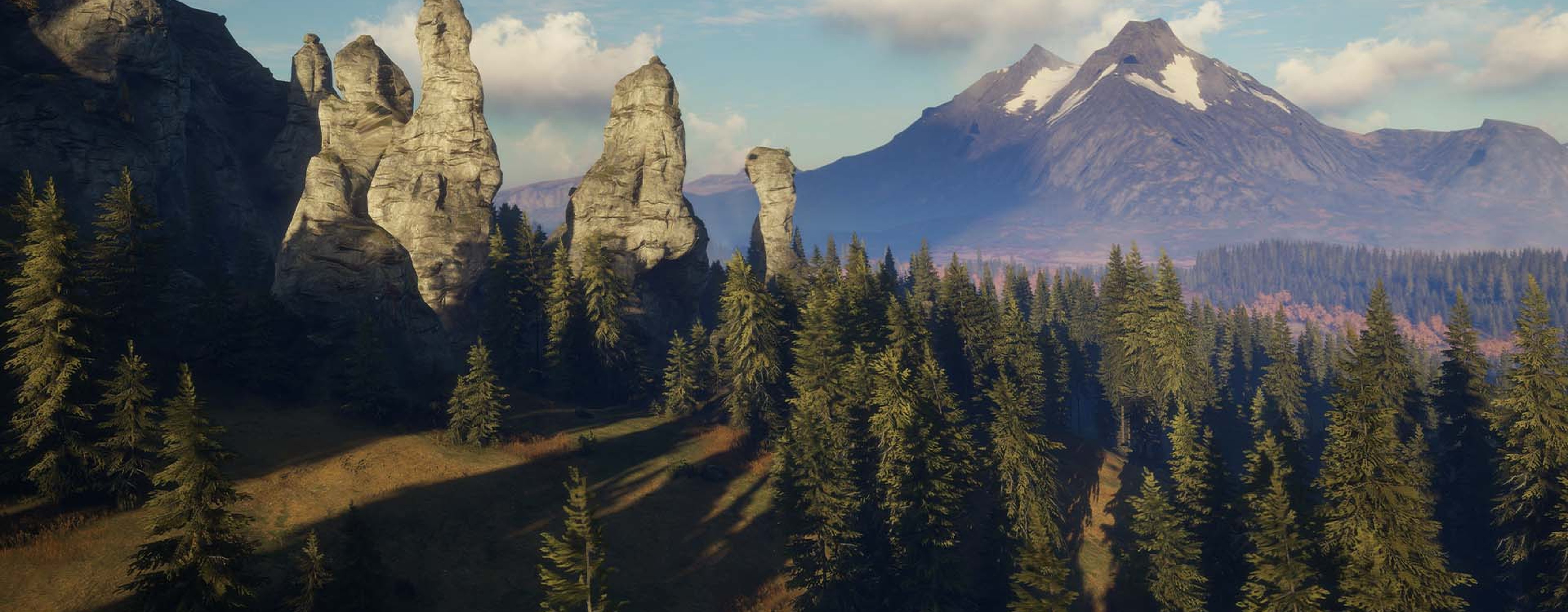 Scenic photograph overlooking cliffside rock formations in Layton Lake Disctrict.