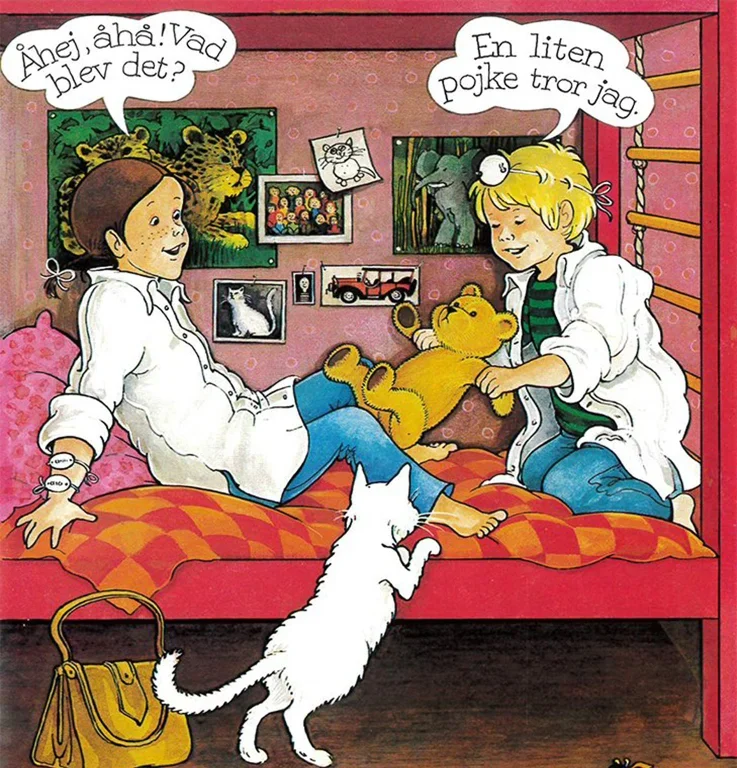 Se bilderna ur kultboken ”Per, Ida och Minimum” – om hur barn blir till