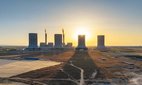 Aerial sunset view of a coal-fired power plant in Ordos, China.