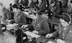 British enlisted women learning Morse code in classroom. 1942. World War.