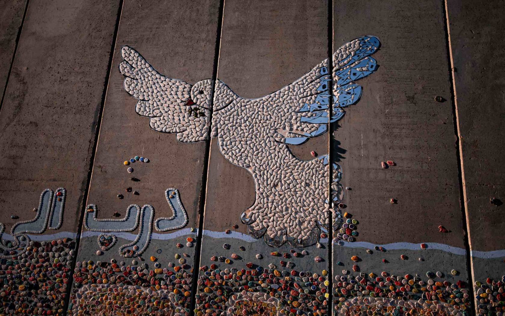 The iconic Path to Peace mosaic featuring a dove, located on the Israel-Gaza border in Netiv Haasara, symbolises the hope for harmony.
