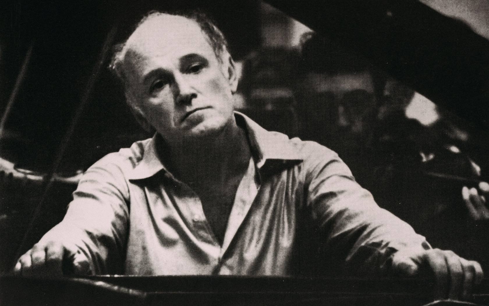 Famous Soviet classical pianist Sviatoslav Richter performing, USSR, 1970s.