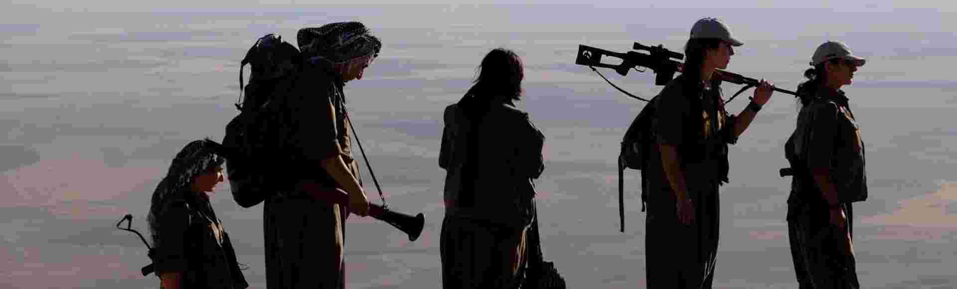 Female members of the Free Women's Units, the women's military wing of the Kurdistan Workers' Party PKK in northern Iraq (2014)