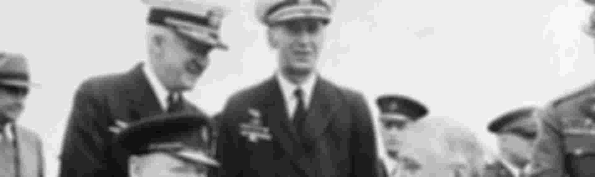 Franklin Delano Roosevelt and Winston Churchill aboard HMS Prince of Wales for the 1941 Atlantic Charter meeting.