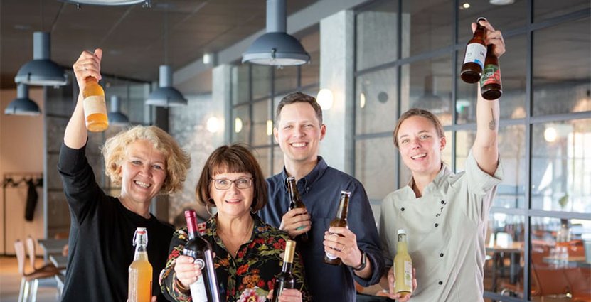 Initiativtagare Carina Gavelin Olofsson, Anna Lind Lewin,<br />
 Jakob Thomsgård och Titti Qvarnström. Foto: Pressbild Skånska Drycker