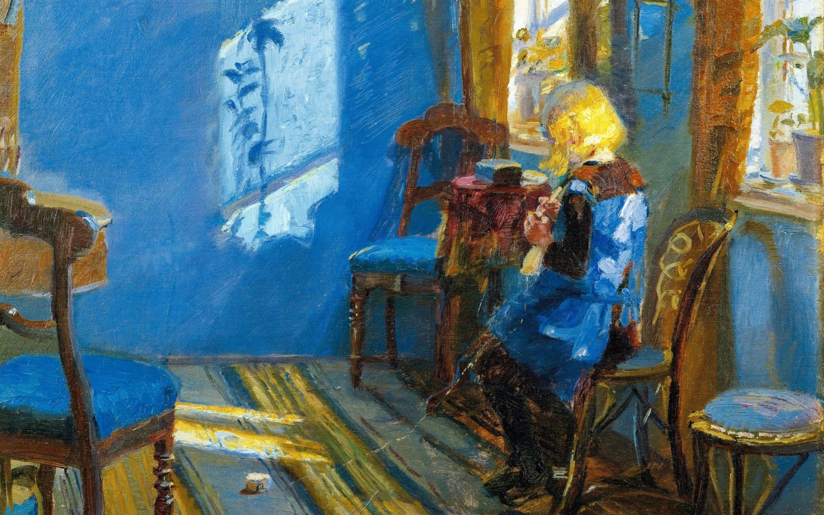 Anna Ancher - Sunlight in the Blue Room - 1891 - T