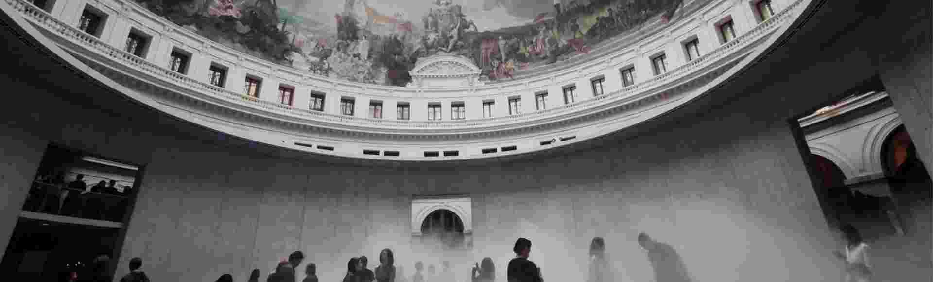 Fujiko Nakaya's fog sculpture at the Bourse de Commerce in Paris. Credit: Norbert Schmidt