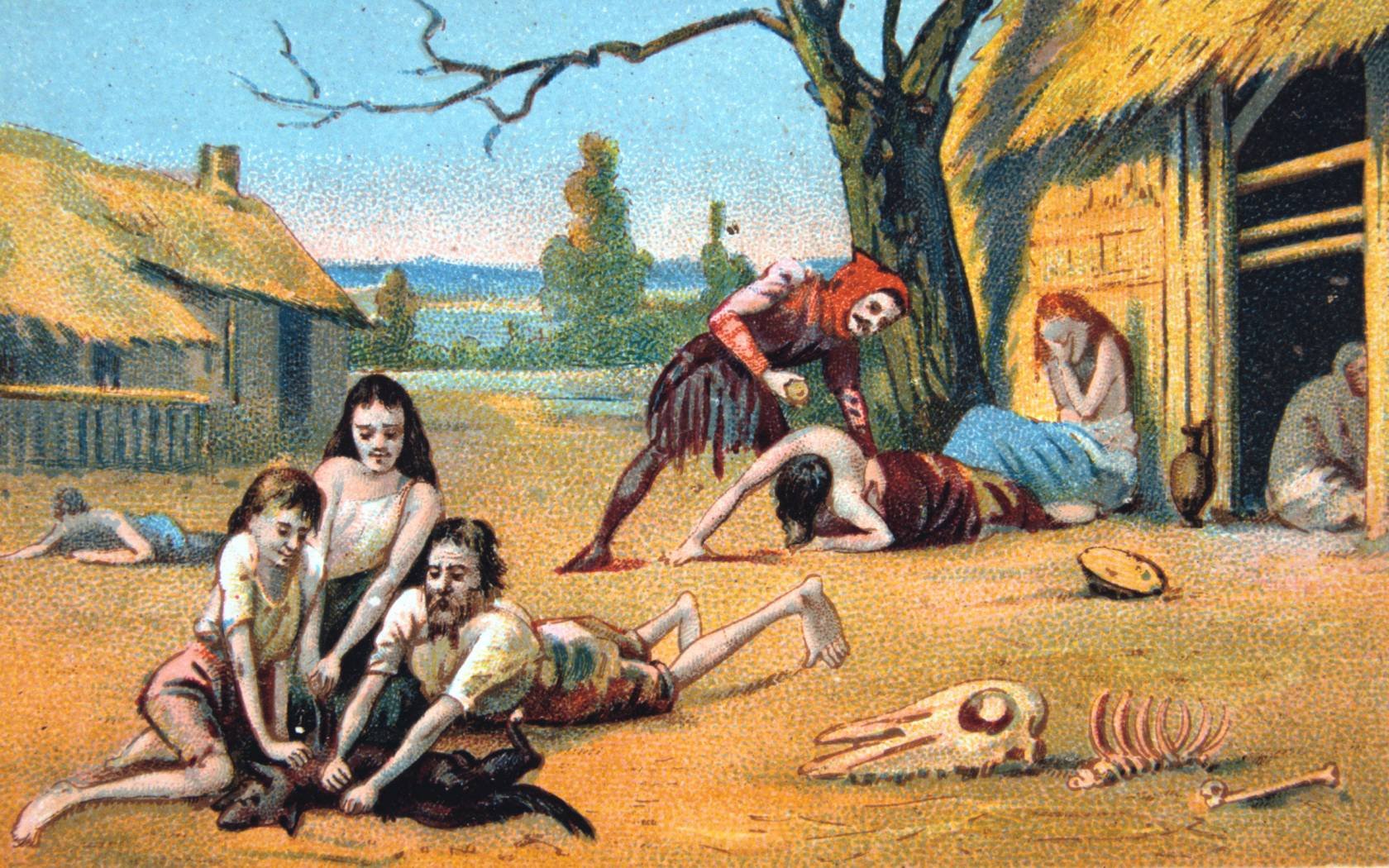 A Medieval famine scene. Credit: The Print Collector / Alamy Stock Photo.