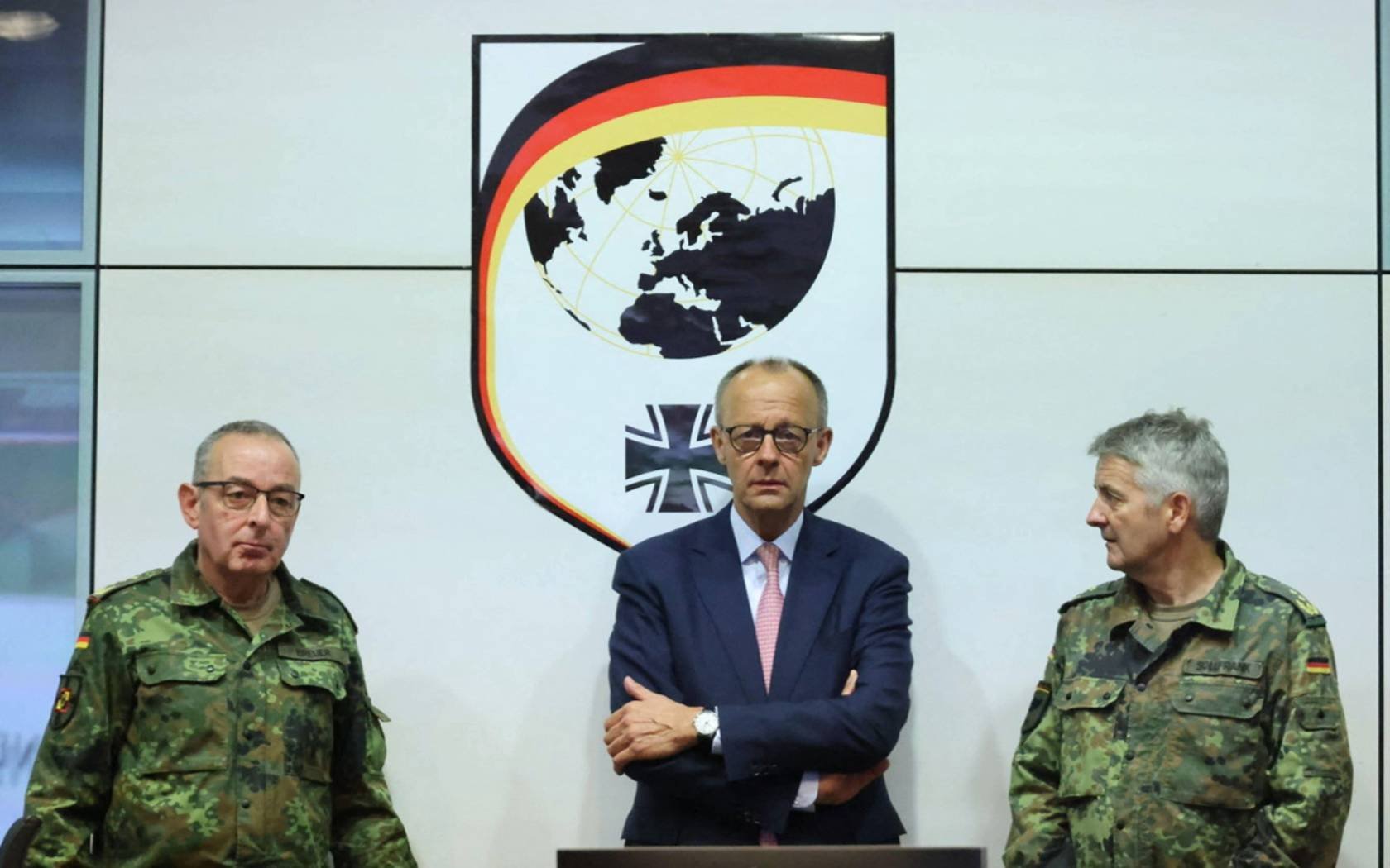 Chancellor Friedrich Merz meets with generals from the German Bundeswehr, on 28 June 2026.