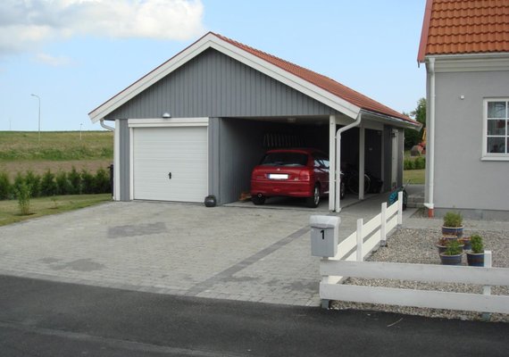 Grey garage single port with one carport