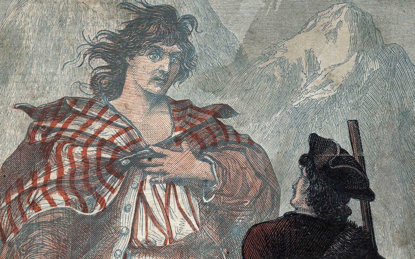 Victor Frankenstein confronting the monster he has created.