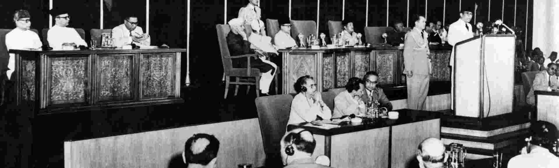 A view inside the Bandung Conference hall, 1955.