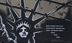 Soviet-era anti-American poster of prison bars created out of the crown of the Statue of Liberty