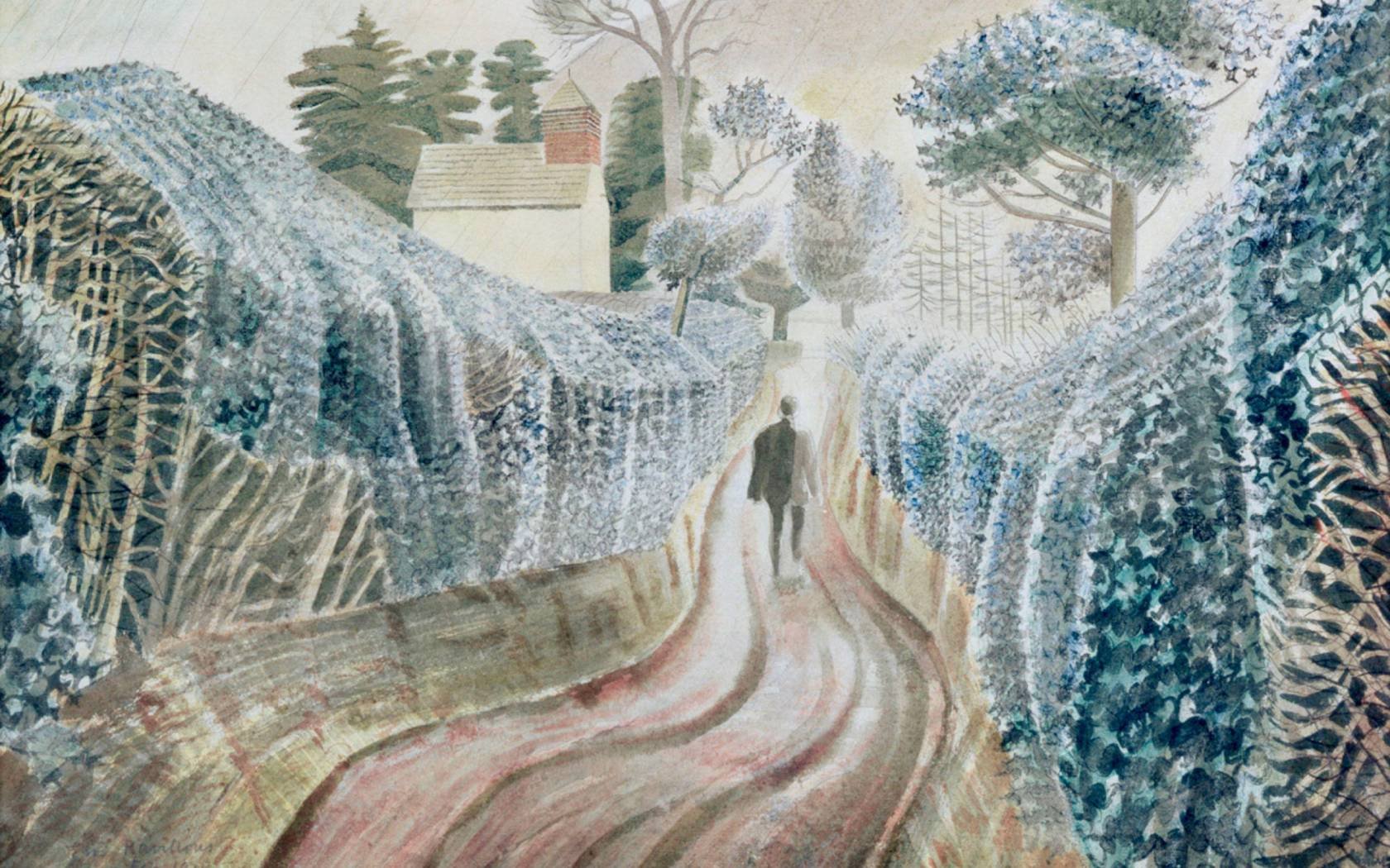 Eric Ravilious' Wet Afternoon in Capel-y-ffin.