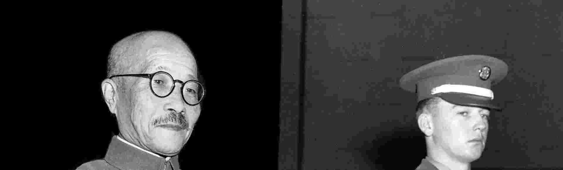 General Hideki Tojo taking the stand for the first time during the Tokyo Trials in Japan on 26 December, 1947. Credit: Shawshots